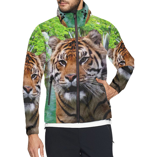 Tiger and Waterfall Unisex All Over Print Windbreaker (Model H23)