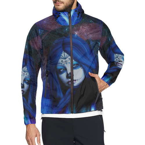 Sugar Skull Girl Unisex All Over Print Windbreaker (Model H23)