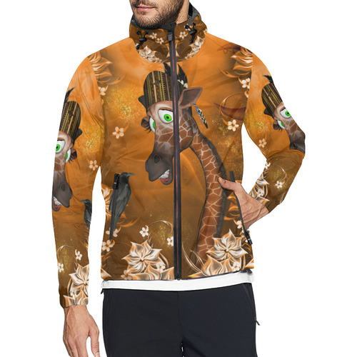 Funny giraffe with feathers Unisex All Over Print Windbreaker (Model H23)