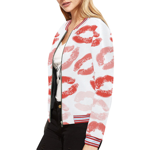 kiss background All Over Print Bomber Jacket for Women (Model H21)