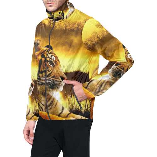 Tiger and Sunset Unisex All Over Print Windbreaker (Model H23)