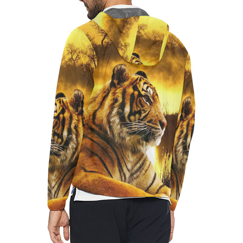 Tiger and Sunset Unisex All Over Print Windbreaker (Model H23)