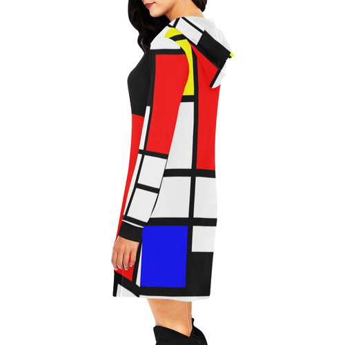 Mosaic DE STIJL Style black yellow red blue All Over Print Hoodie Mini Dress (Model H27)