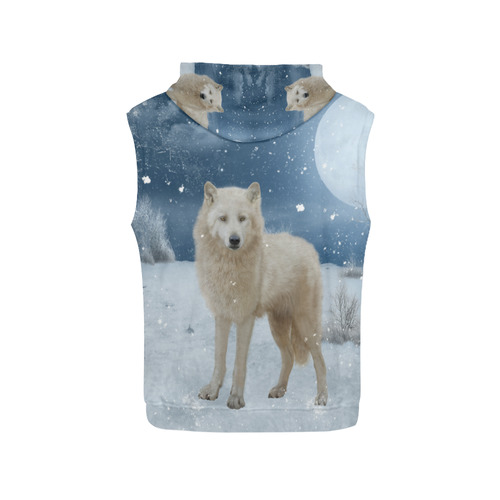 Awesome arctic wolf All Over Print Sleeveless Hoodie for Women (Model H15)