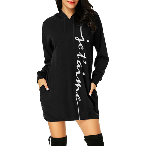 Romantic je t'aime - french love - white All Over Print Hoodie Mini Dress (Model H27)