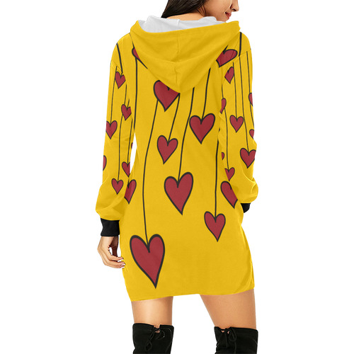 Waving Love Heart Garland Curtain All Over Print Hoodie Mini Dress (Model H27)