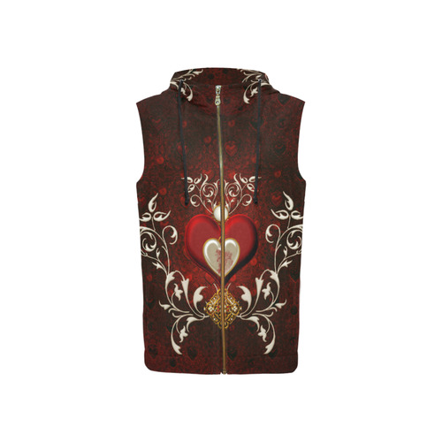 Valentine's day, wonderful hearts All Over Print Sleeveless Zip Up Hoodie for Women (Model H16)