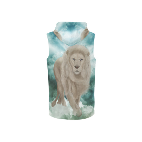 The white lion in the universe All Over Print Sleeveless Zip Up Hoodie for Women (Model H16)