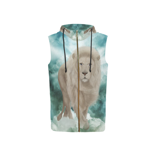 The white lion in the universe All Over Print Sleeveless Zip Up Hoodie for Women (Model H16)