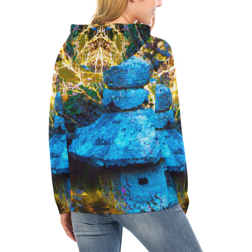 Japanese Painted Garden All Over Print Hoodie for Women (USA Size) (Model H13)