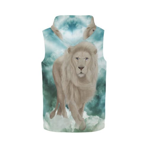 The white lion in the universe All Over Print Sleeveless Zip Up Hoodie for Men (Model H16)