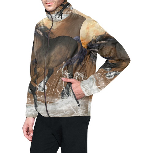 Wonderful horse with water splash Unisex All Over Print Windbreaker (Model H23)