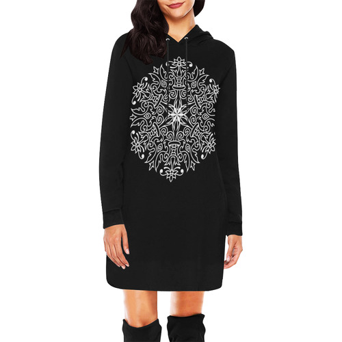 Symbol Ornaments Spring Life Mandala White All Over Print Hoodie Mini Dress (Model H27)