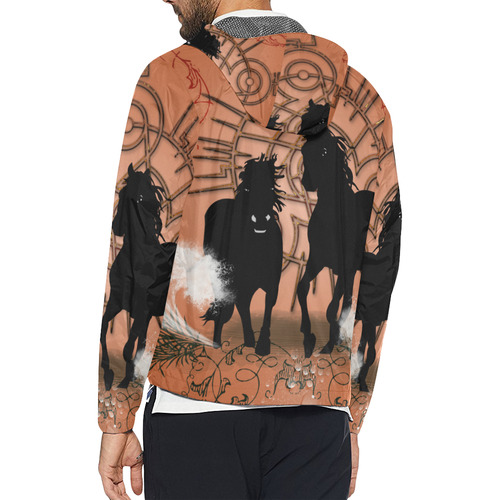 Black horse silhouette Unisex All Over Print Windbreaker (Model H23)