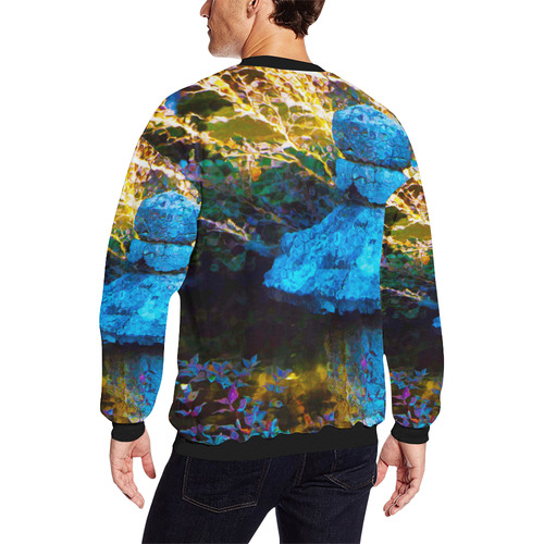 Japanese Painted Garden Men's Oversized Fleece Crew Sweatshirt (Model H18)