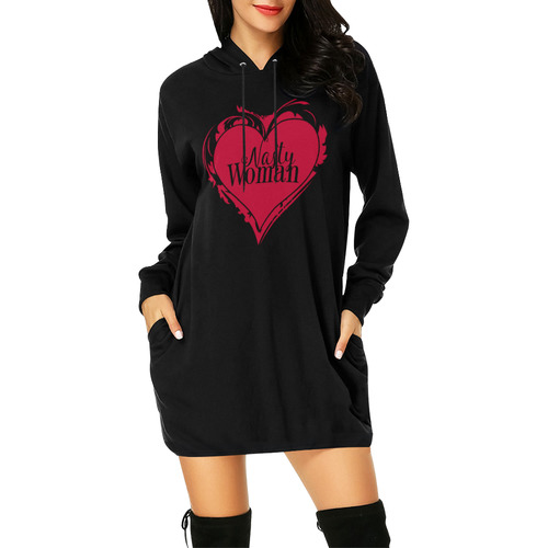 NASTY WOMAN ART HEART for powerwomen All Over Print Hoodie Mini Dress (Model H27)
