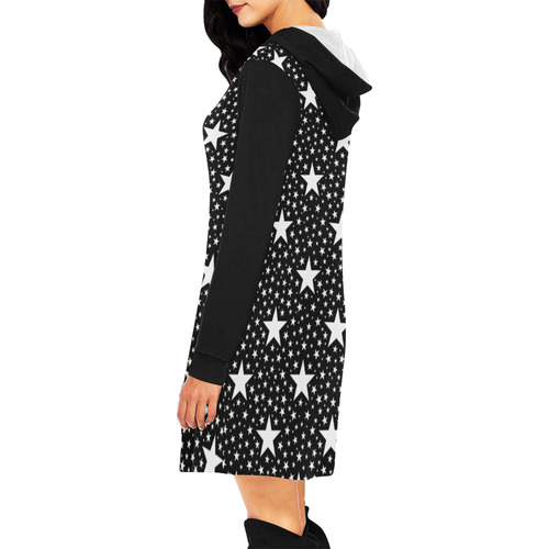 Different Size Stars seamless pattern white All Over Print Hoodie Mini Dress (Model H27)