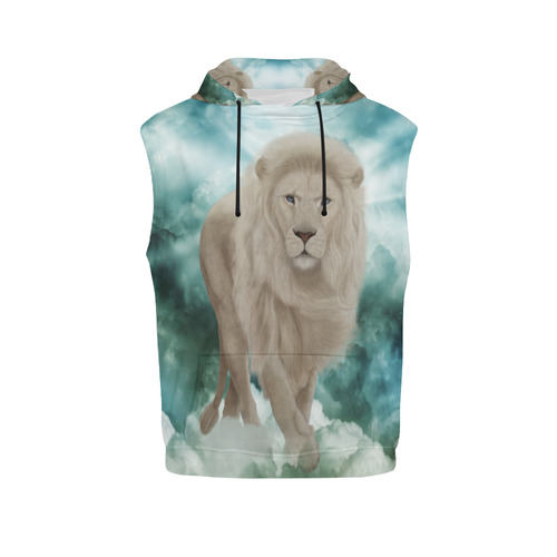 The white lion in the universe All Over Print Sleeveless Hoodie for Women (Model H15)