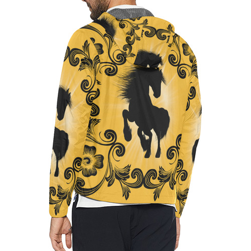 Black horse silhouette Unisex All Over Print Windbreaker (Model H23)