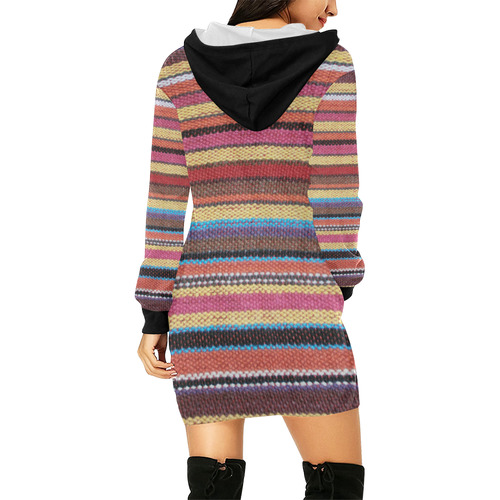 Traditional WOVEN STRIPES FABRIC - colored All Over Print Hoodie Mini Dress (Model H27)