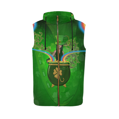 Happy St. Patrick's day All Over Print Sleeveless Zip Up Hoodie for Men (Model H16)