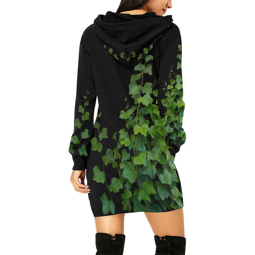 Vines, climbing plant unique watercolor All Over Print Hoodie Mini Dress (Model H27)