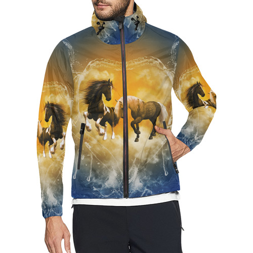 Horses with heart made of water Unisex All Over Print Windbreaker (Model H23)