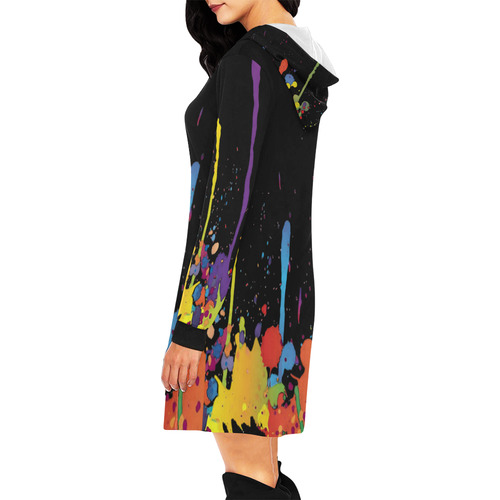 Crazy multicolored running SPLASHES All Over Print Hoodie Mini Dress (Model H27)