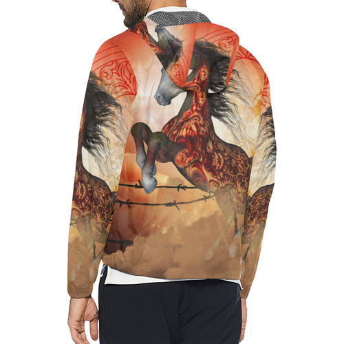 Awesome creepy horse with skulls Unisex All Over Print Windbreaker (Model H23)