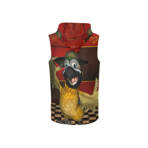 Funny parrot with summer hat All Over Print Sleeveless Zip Up Hoodie for Women (Model H16)