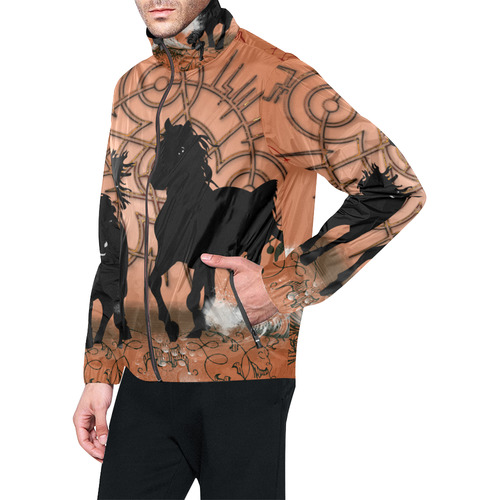 Black horse silhouette Unisex All Over Print Windbreaker (Model H23)