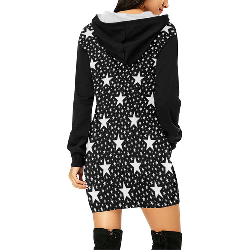 Different Size Stars seamless pattern white All Over Print Hoodie Mini Dress (Model H27)