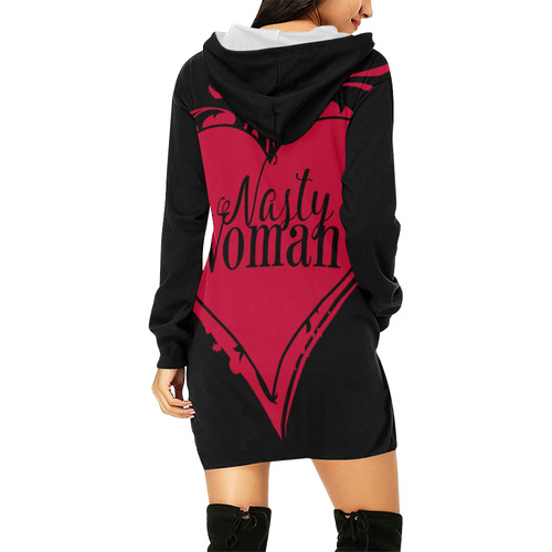 NASTY WOMAN ART HEART for powerwomen All Over Print Hoodie Mini Dress (Model H27)