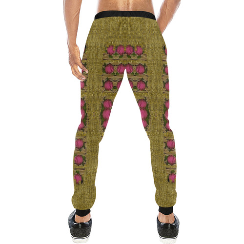 Bloom in gold shine and you shall be strong Men's All Over Print Sweatpants (Model L11)