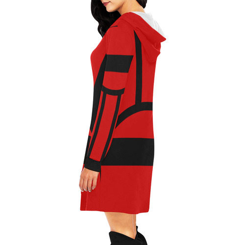Modern Art Black Stripes Bow Decoration All Over Print Hoodie Mini Dress (Model H27)