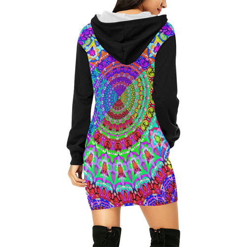 4 Triangles Power Mandala multicolored All Over Print Hoodie Mini Dress (Model H27)
