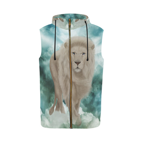 The white lion in the universe All Over Print Sleeveless Zip Up Hoodie for Men (Model H16)