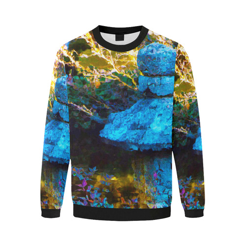 Japanese Painted Garden Men's Oversized Fleece Crew Sweatshirt (Model H18)