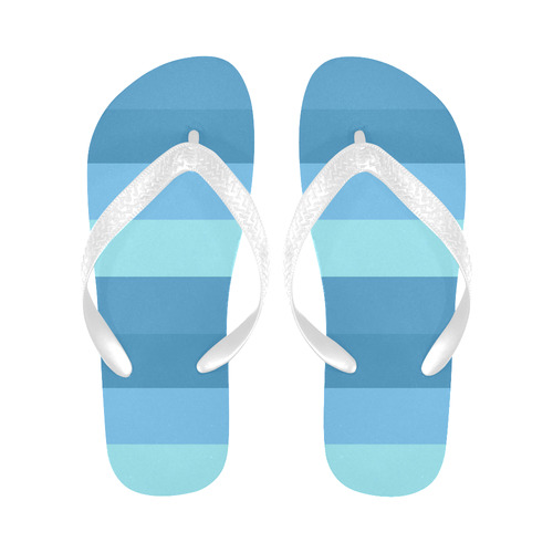 Shades Of Blue Stripes Flip Flops for Men/Women (Model 040)