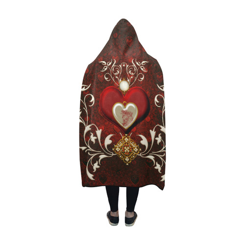 Valentine's day, wonderful hearts Hooded Blanket 60''x50''