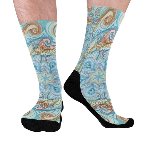 mandala curls 11 Mid-Calf Socks (Black Sole)