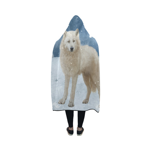 Awesome arctic wolf Hooded Blanket 50''x40''