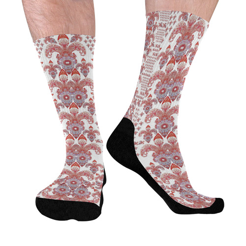 fleurs de lys 3 Mid-Calf Socks (Black Sole)