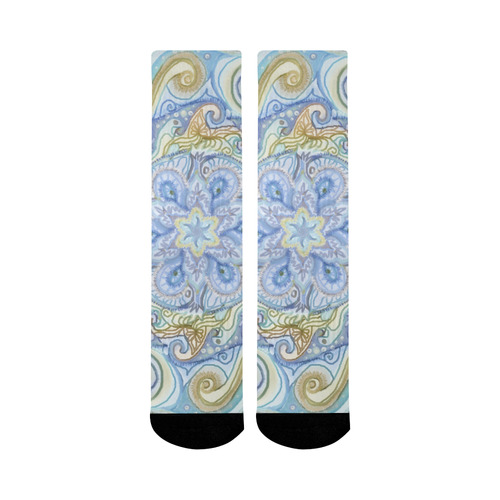 mandala curls 12 Mid-Calf Socks (Black Sole)