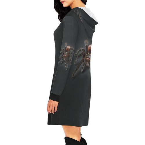 Tarantel - Tarantula Spider Painting All Over Print Hoodie Mini Dress (Model H27)