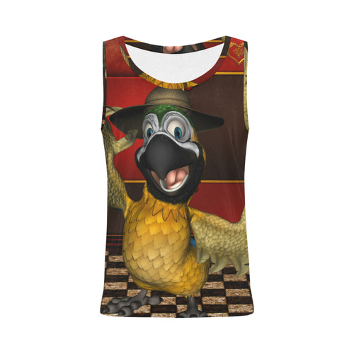 Funny parrot with summer hat All Over Print Tank Top for Women (Model T43)