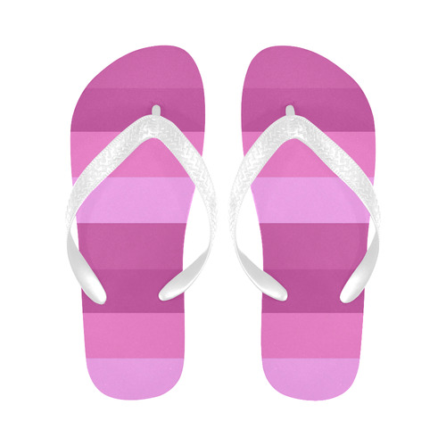 Shades Of Pink Stripes Flip Flops for Men/Women (Model 040)