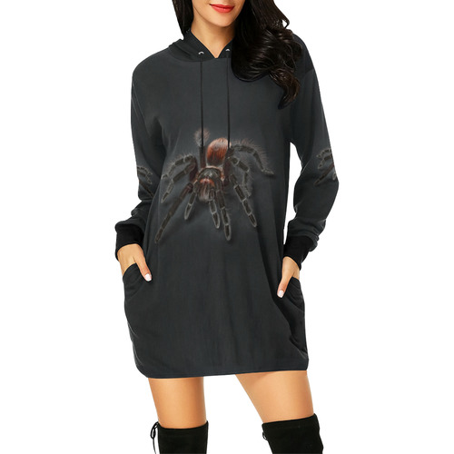 Tarantel - Tarantula Spider Painting All Over Print Hoodie Mini Dress (Model H27)