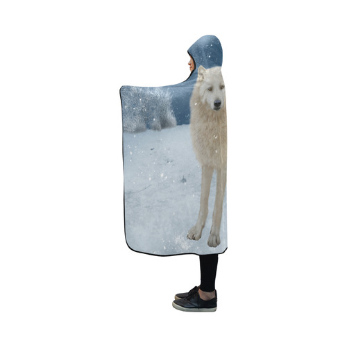 Awesome arctic wolf Hooded Blanket 50''x40''