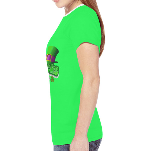 Happy St. Patrick's Day Clovers New All Over Print T-shirt for Women (Model T45)